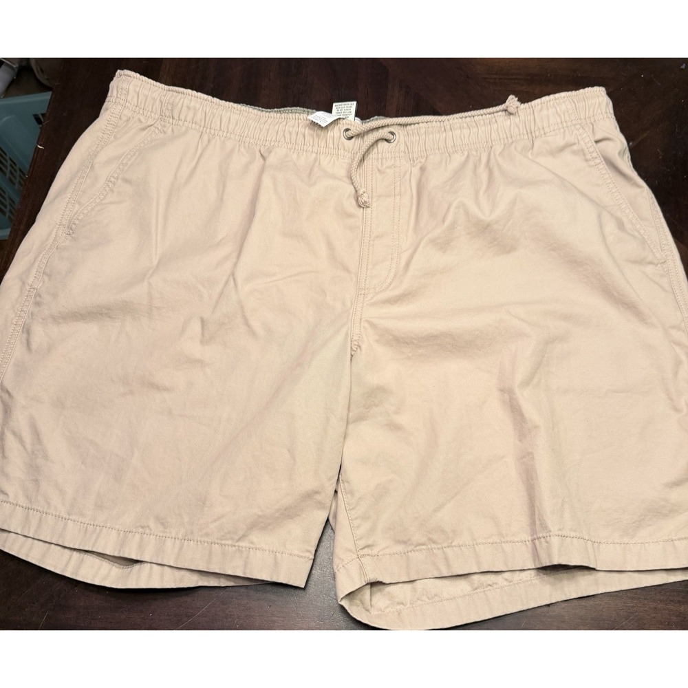 Men's LL Bean Classic Fit Shorts XXXL 3XL cotton drawstring tan 8 in inseam